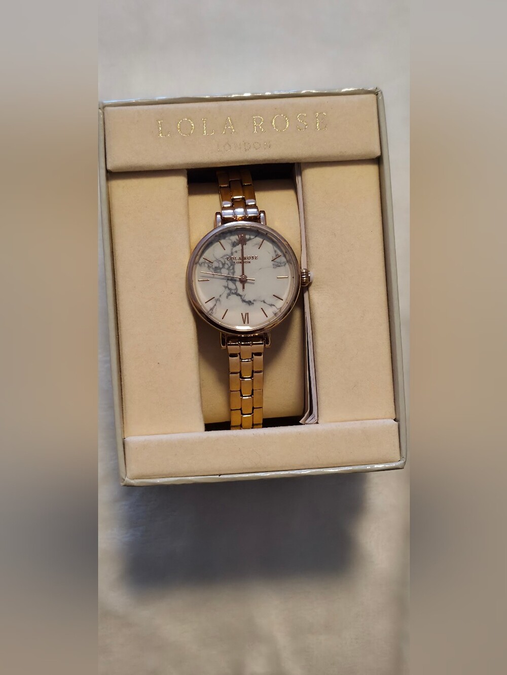 Lola Rose Rose Gold Marble Dial Women's Bracelet Watch